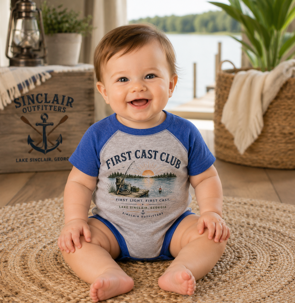 First Cast Club Infant Baseball Onesie