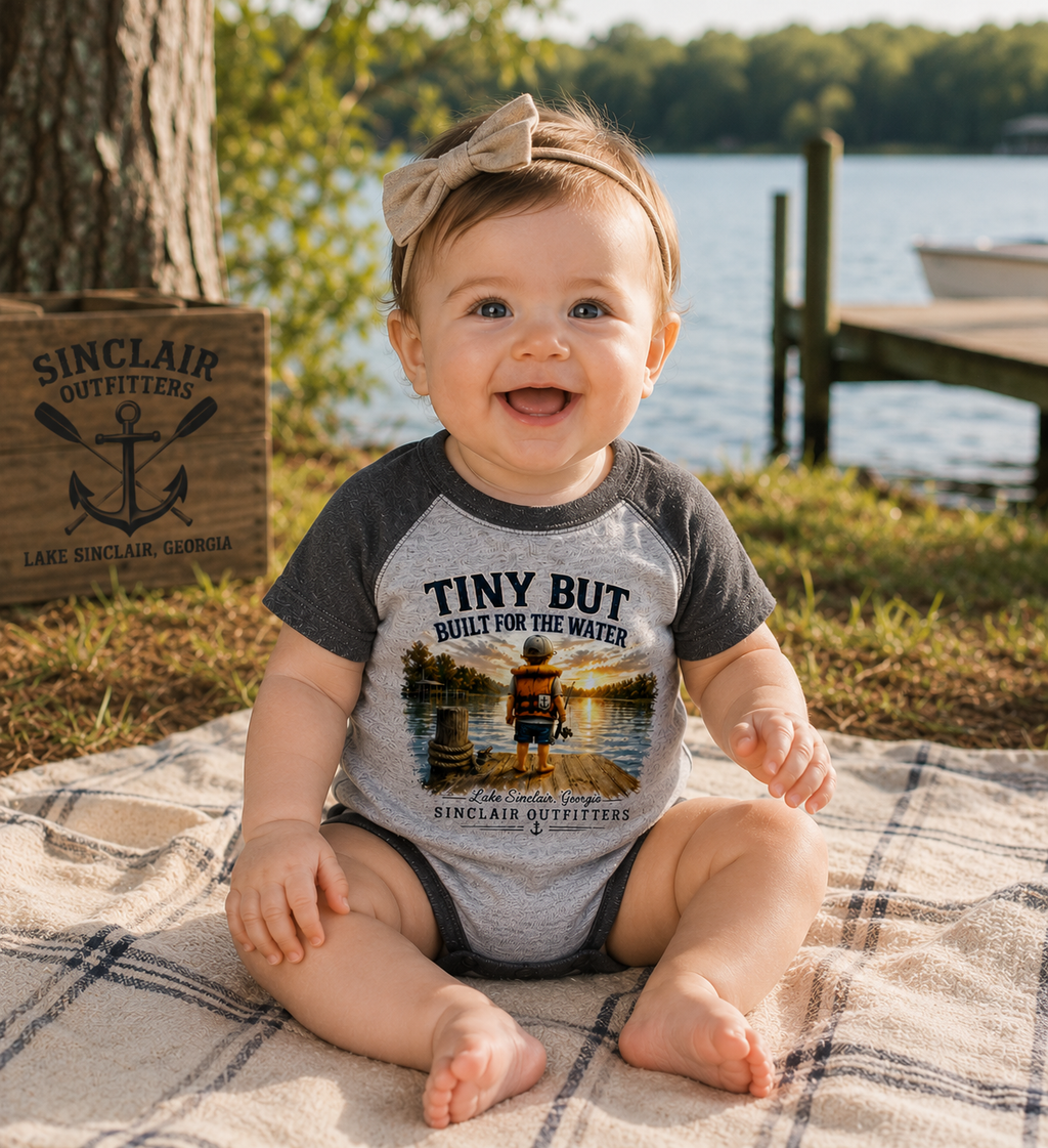 Tiny But Built For The Water Infant Baseball Onesie