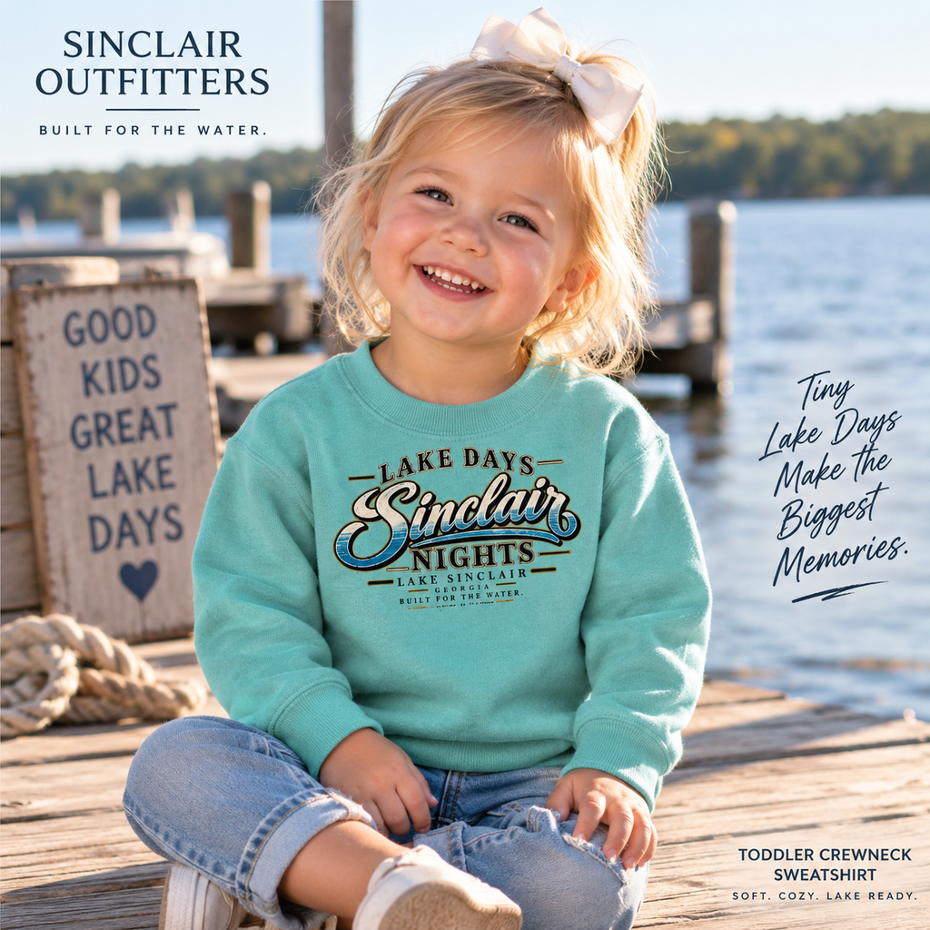 Lake Days Sinclair Nights toddler crewneck sweatshirt by Sinclair Outfitters