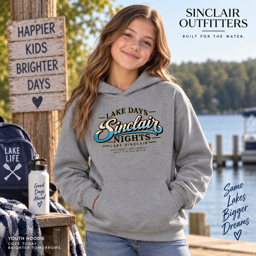 Lake Days Sinclair Nights youth hoodie by Sinclair Outfitters