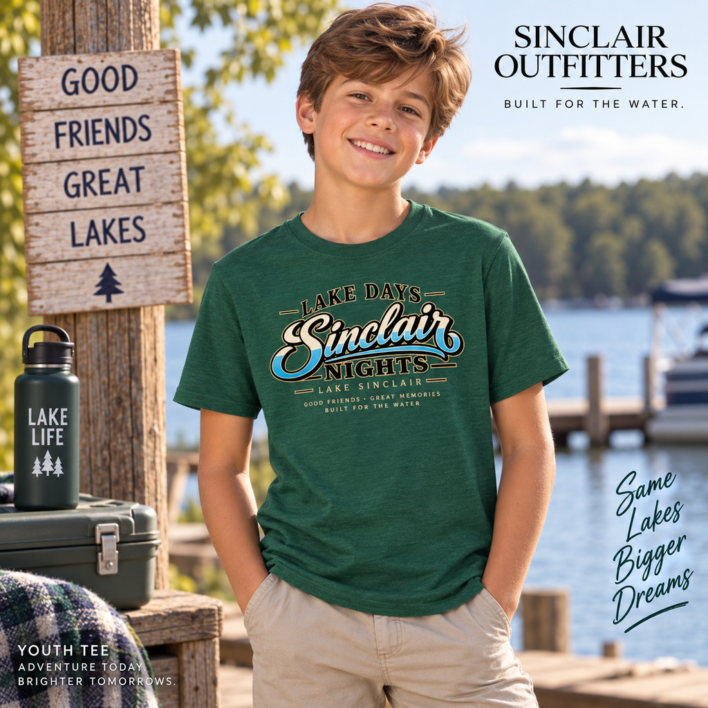 Lake Days Sinclair Nights youth T-shirt by Sinclair Outfitters