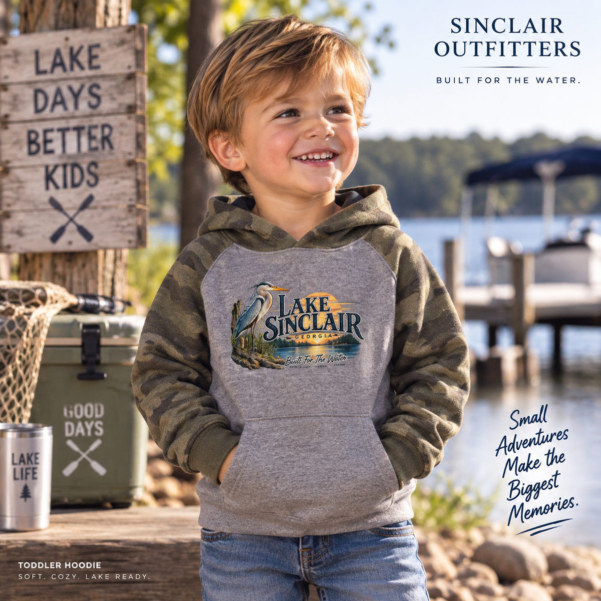 Lake Sinclair Heron toddler hoodie by Sinclair Outfitters