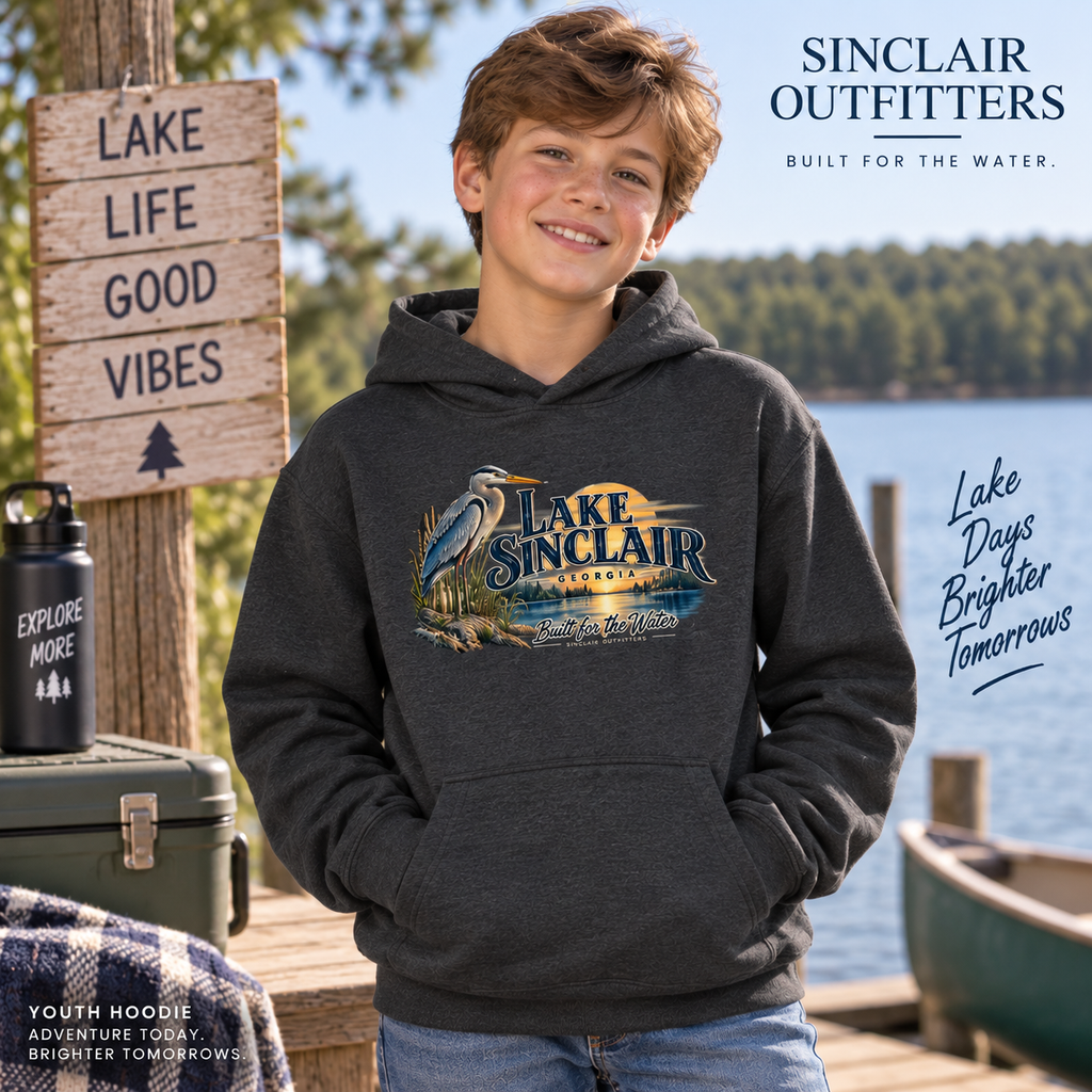 Lake Sinclair Heron youth hoodie by Sinclair Outfitters