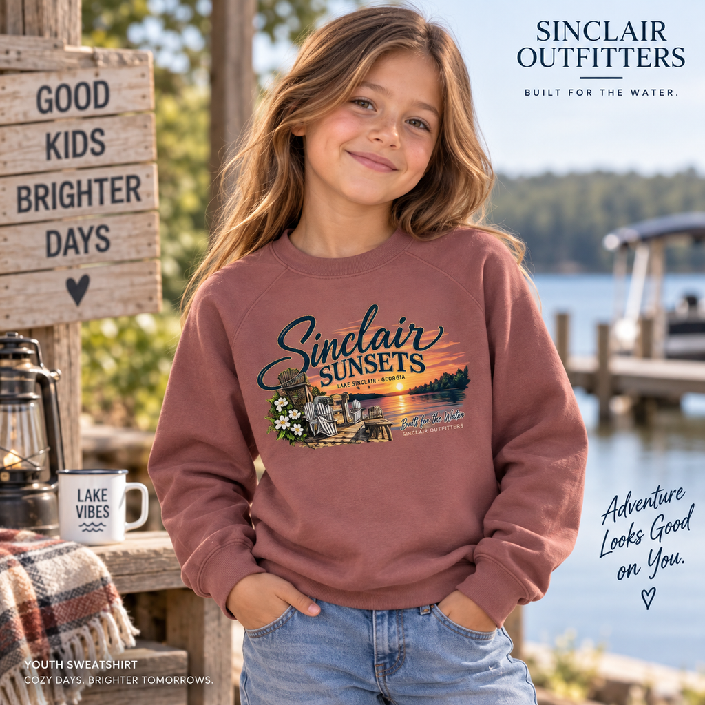 Sinclair Sunsets youth crewneck sweatshirt by Sinclair Outfitters