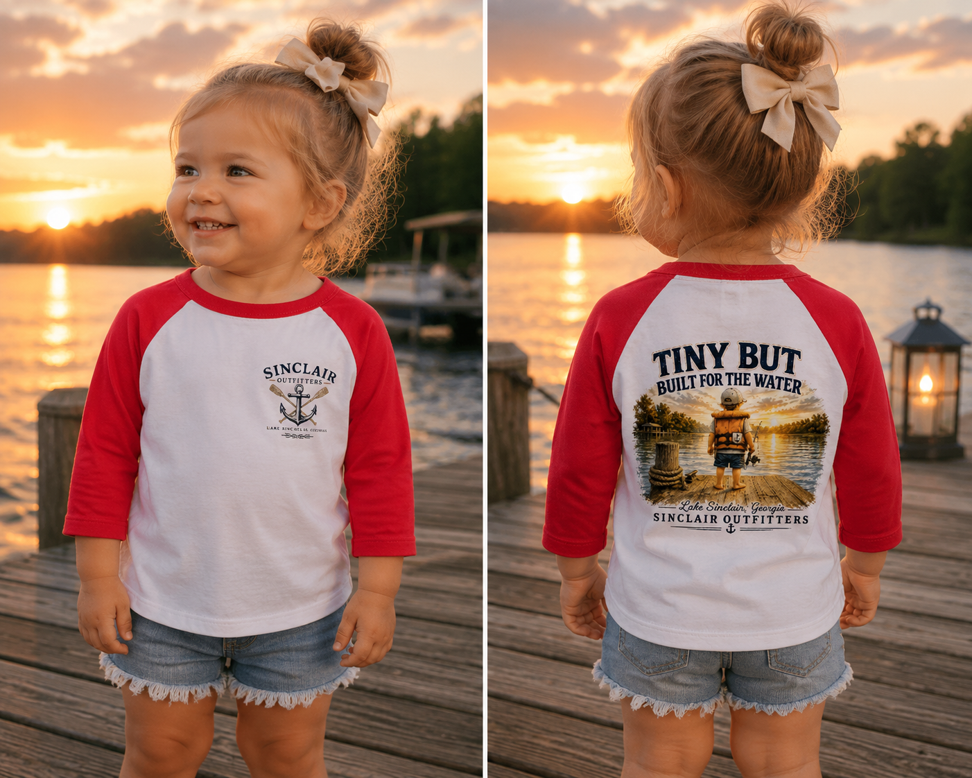 Tiny But Built for the Water Club Toddler 3/4-Sleeve Baseball T-Shirt