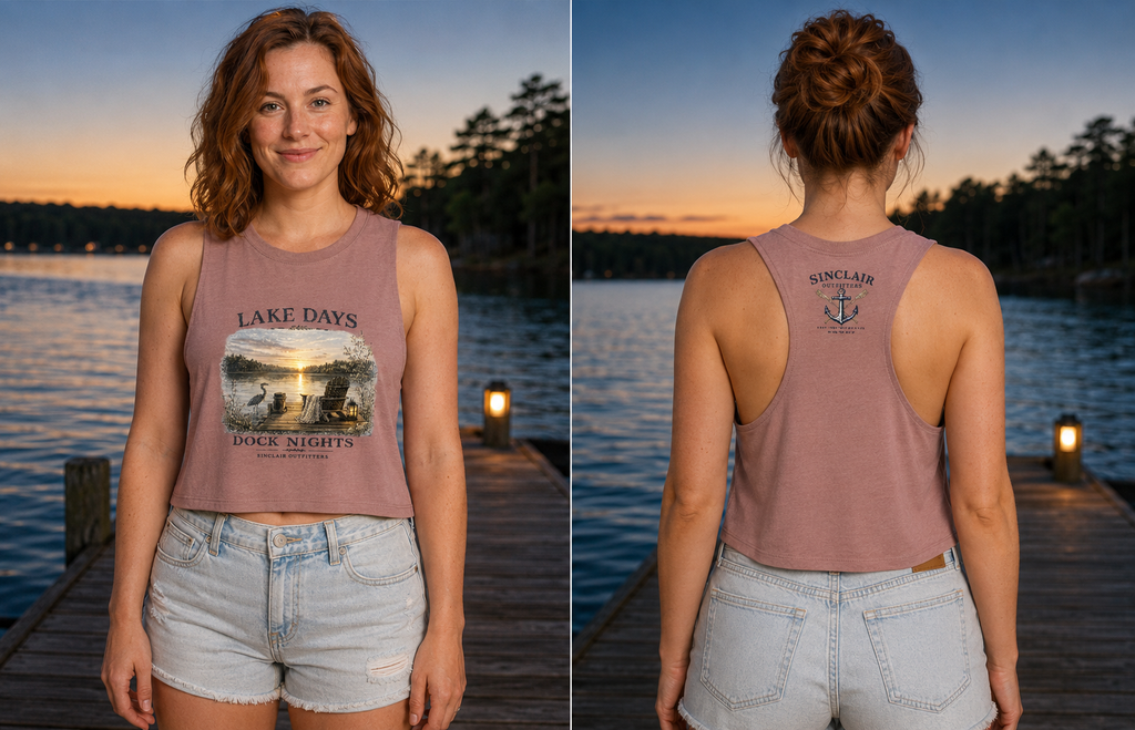 Women's Cropped Tank Lake Days Dock Nights