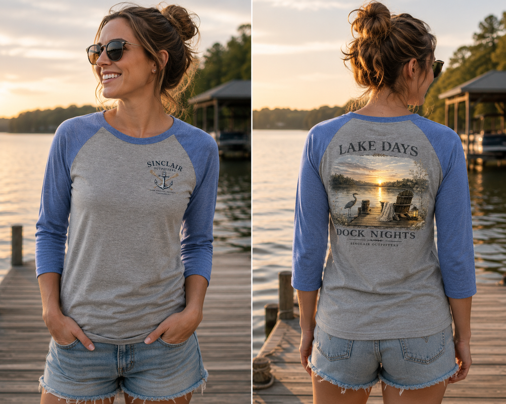 Lake Days Dock Nights Women's  3/4-Sleeve Raglan