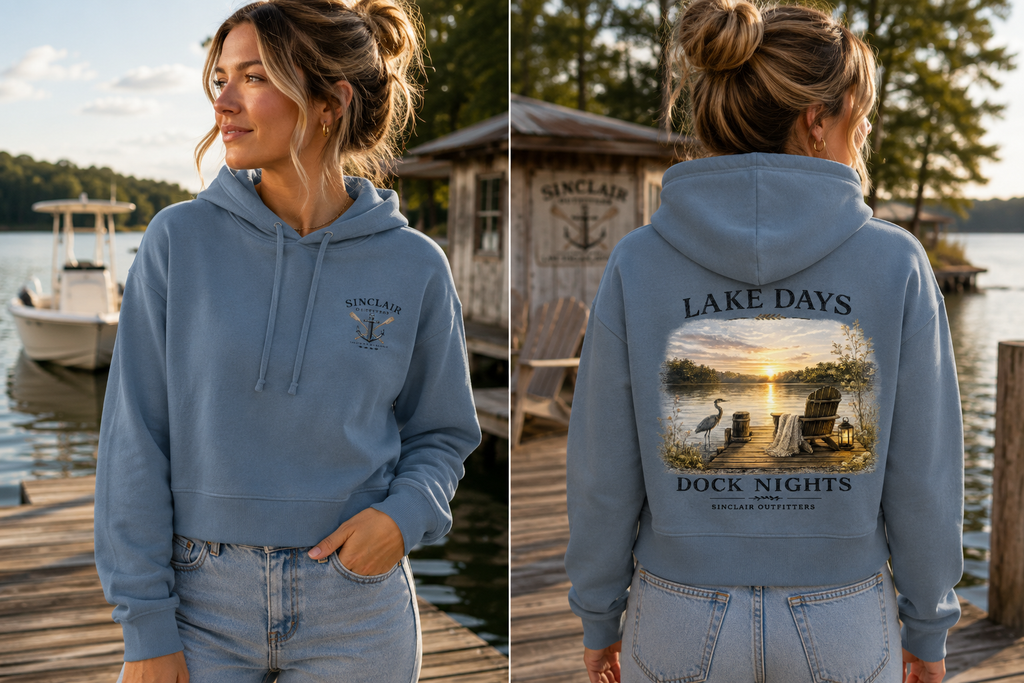 Lake Days Dock Nights Women's Cropped Hoodie