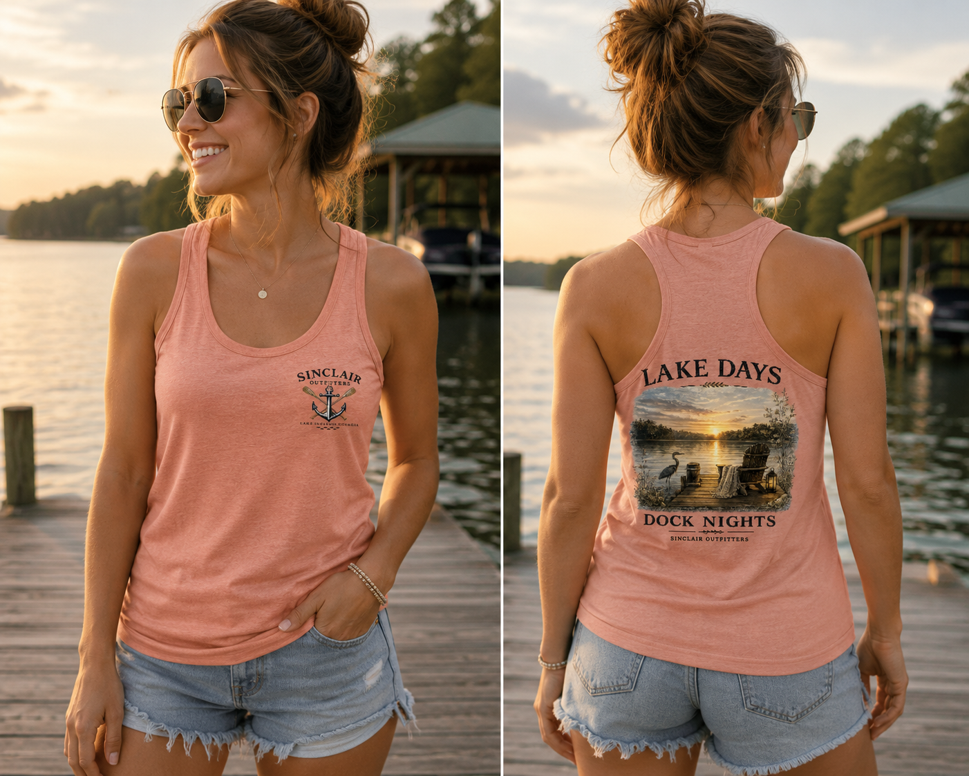 Lake Days Dock Nights Women's Racerback Tank Top