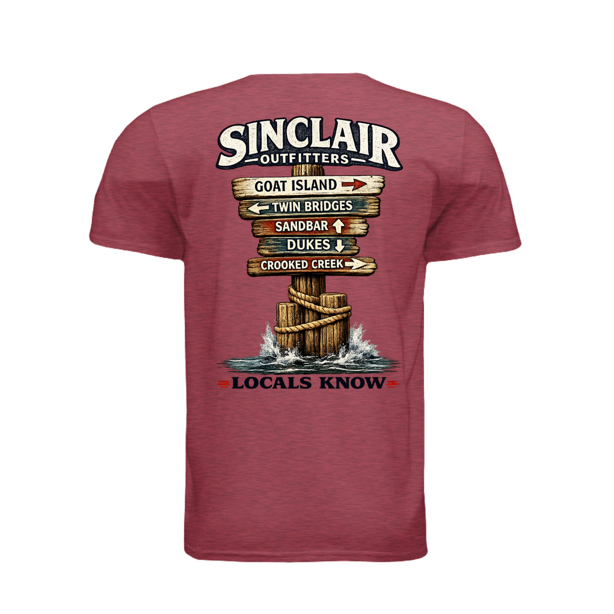 Locals Know Lake Sinclair T-Shirt back graphic
