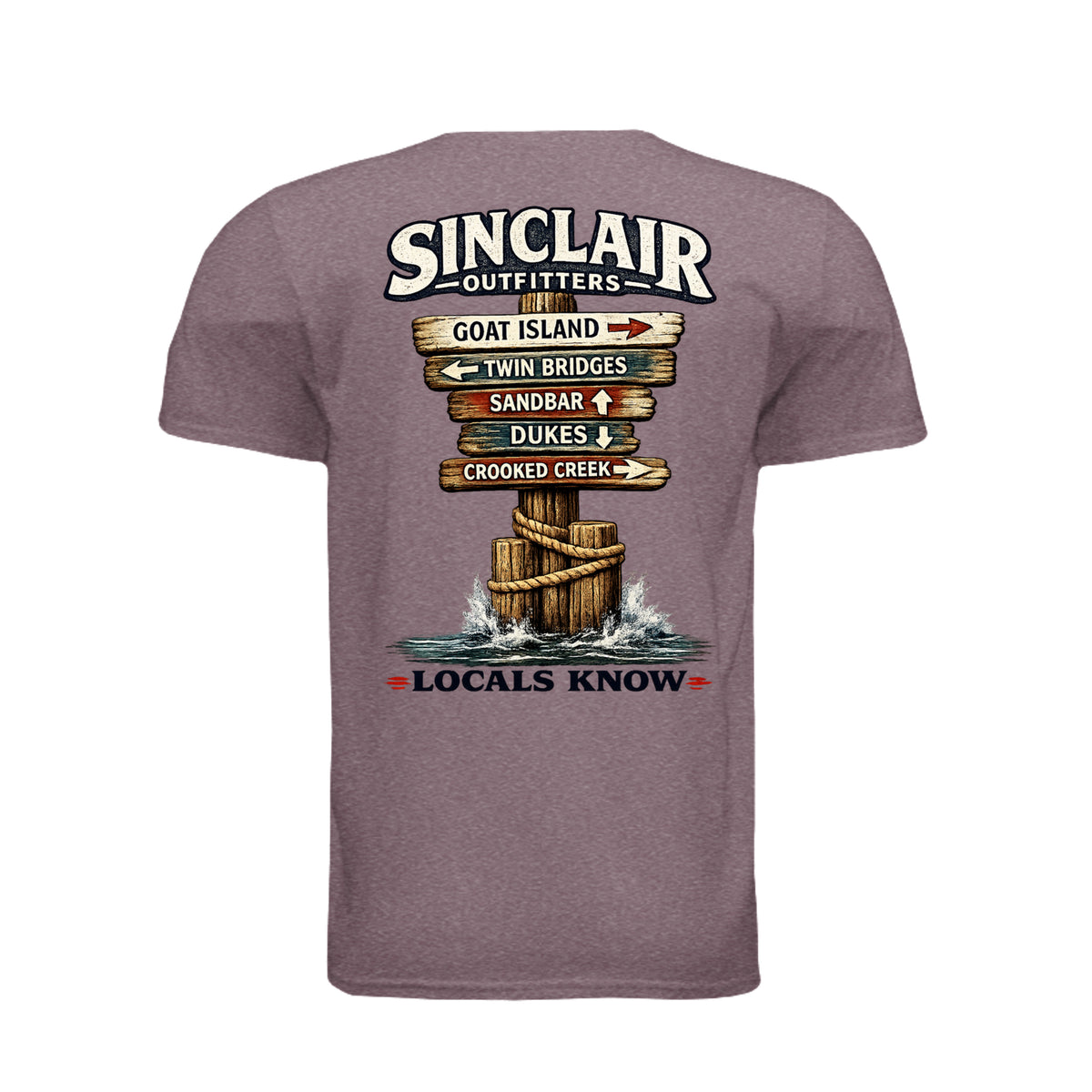 Locals Know Lake Sinclair T-Shirt back graphic