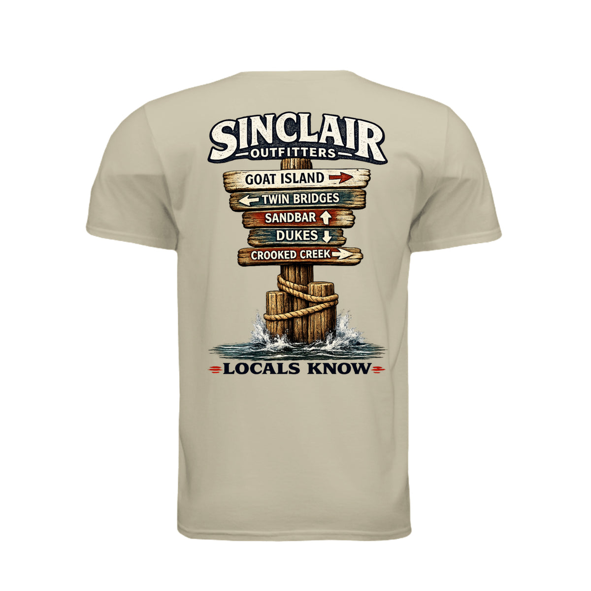 Locals Know Lake Sinclair T-Shirt back graphic