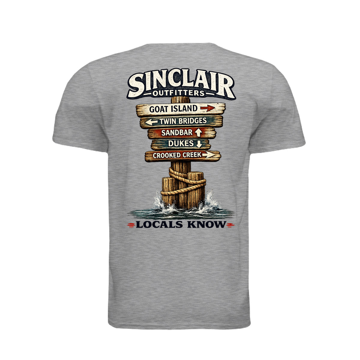 Locals Know Lake Sinclair T-Shirt back graphic