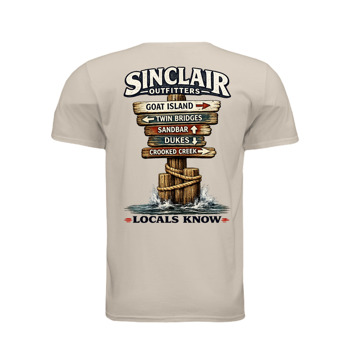 Locals Know Lake Sinclair T-Shirt back graphic