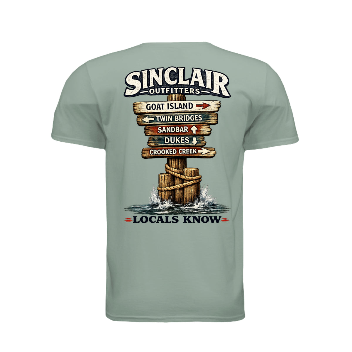 Locals Know Lake Sinclair T-Shirt back graphic