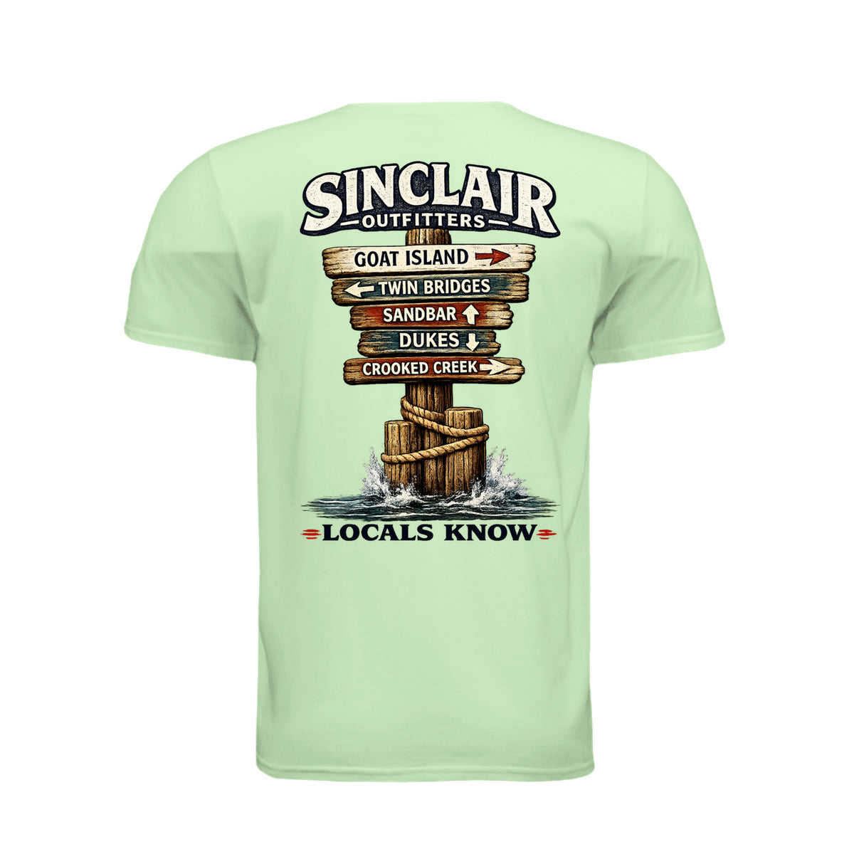 Locals Know Lake Sinclair T-Shirt back graphic