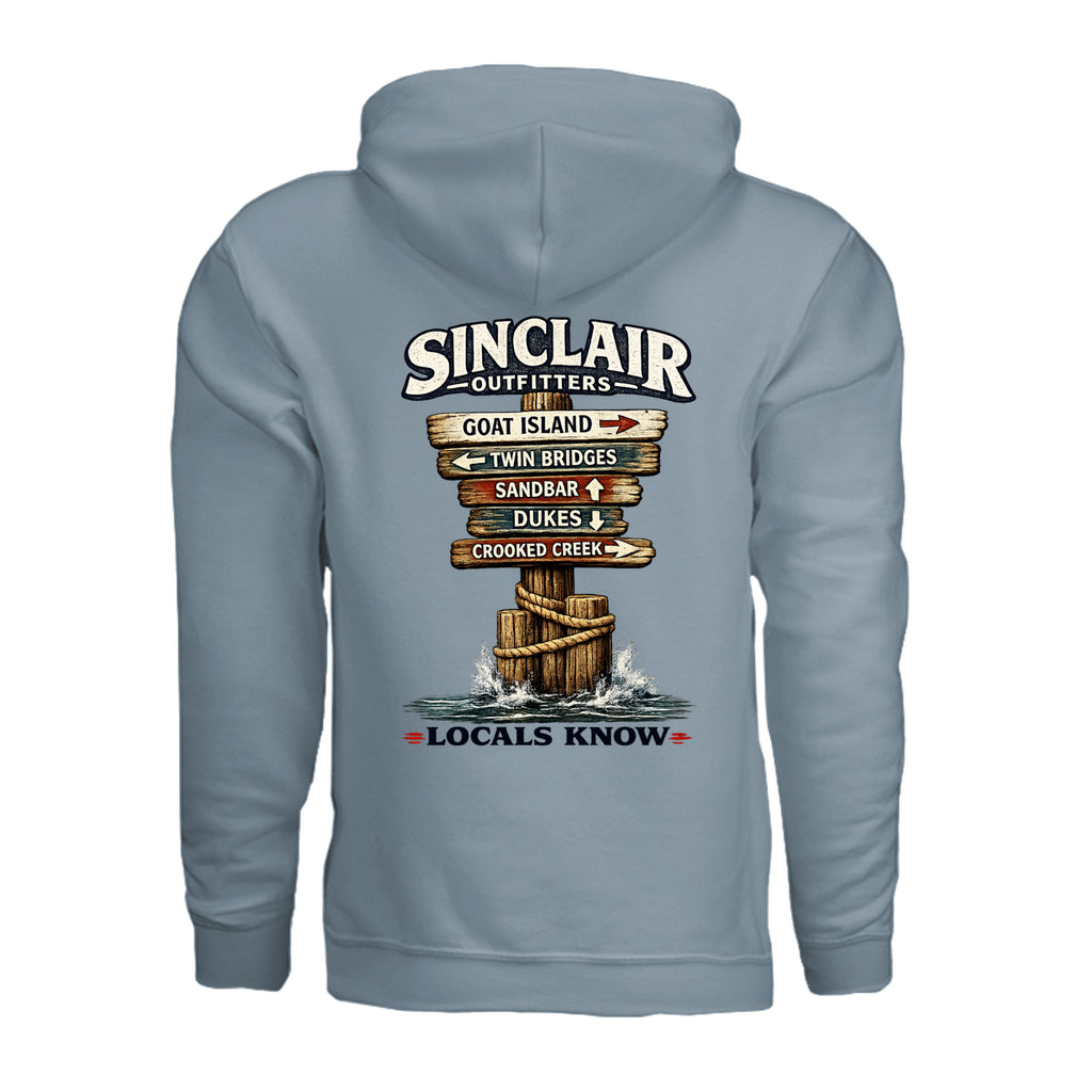 Locals Know Lake Sinclair Hoodie back graphic