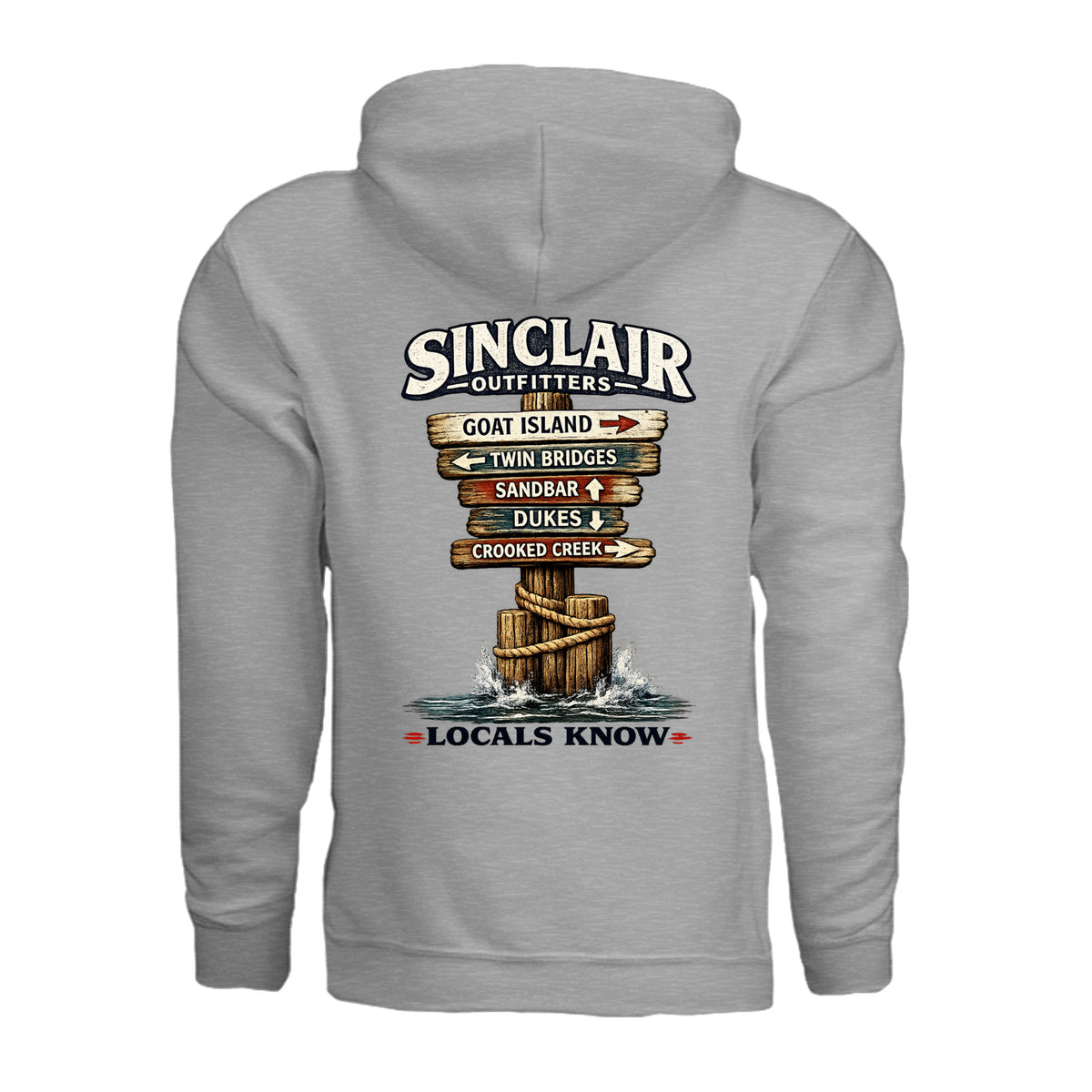 Locals Know Lake Sinclair Hoodie back graphic