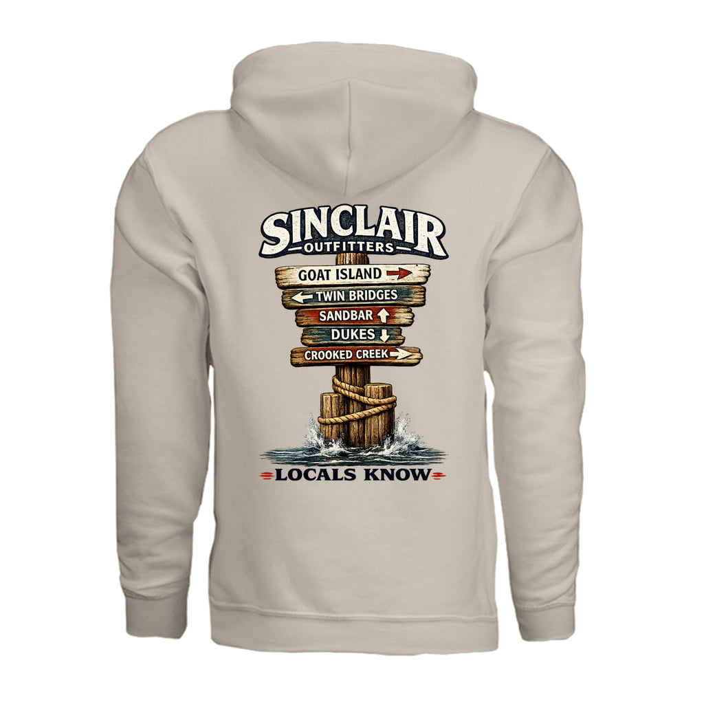 Locals Know Lake Sinclair Hoodie back graphic