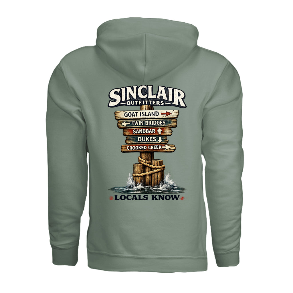 Locals Know Lake Sinclair Hoodie back graphic