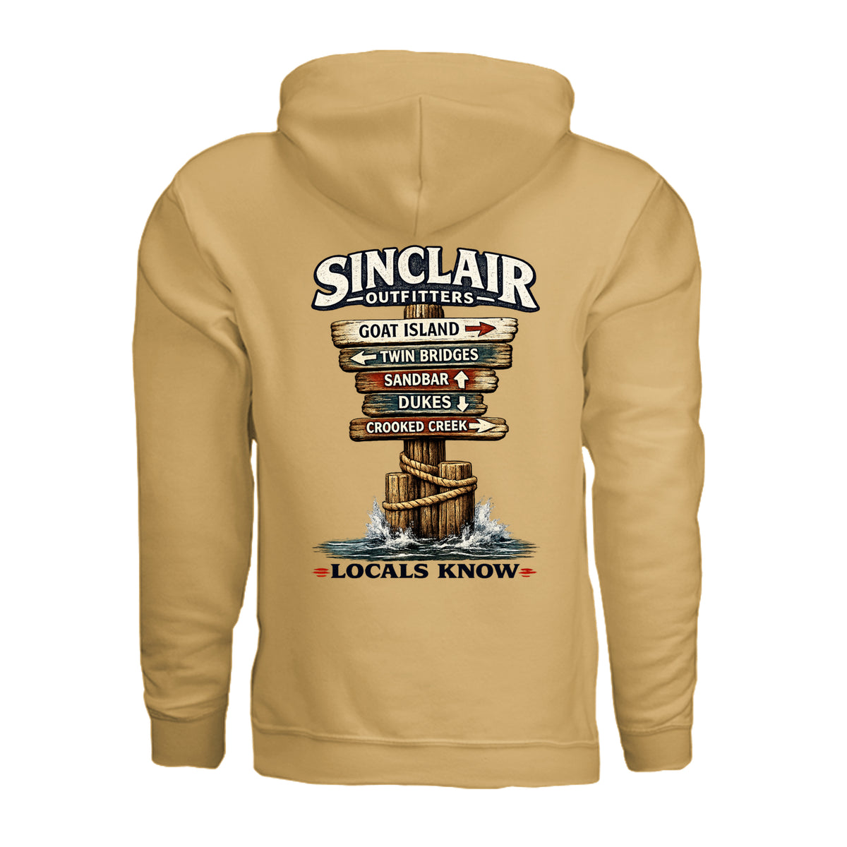Locals Know Lake Sinclair Hoodie back graphic