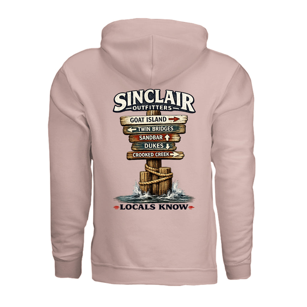 Locals Know Lake Sinclair Hoodie back graphic