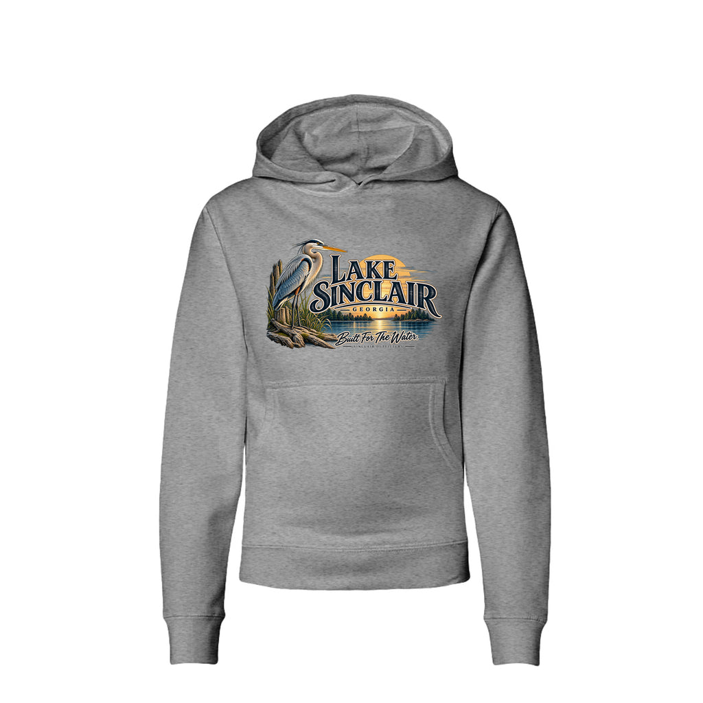 Lake Sinclair Heron youth hoodie by Sinclair Outfitters