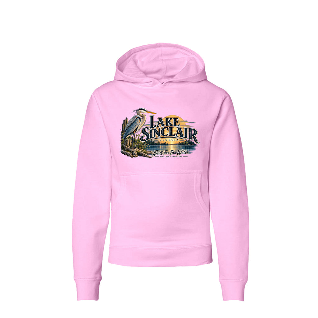 Lake Sinclair Heron youth hoodie by Sinclair Outfitters