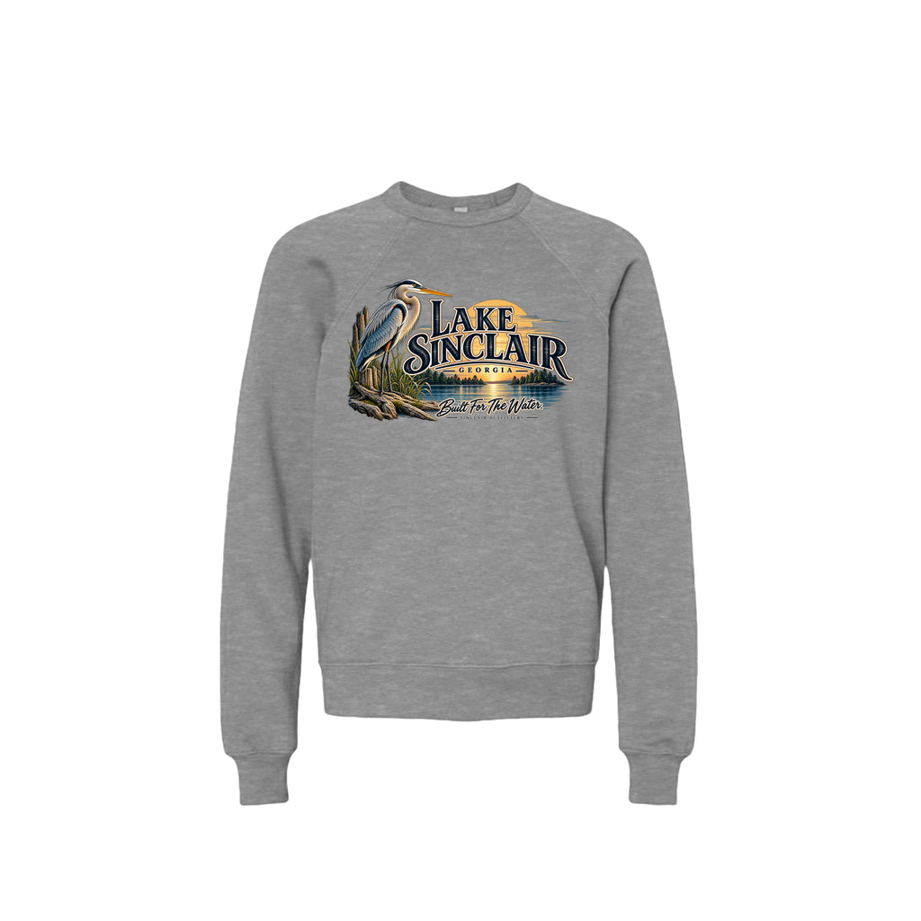 Lake Sinclair Heron youth crewneck sweatshirt by Sinclair Outfitters
