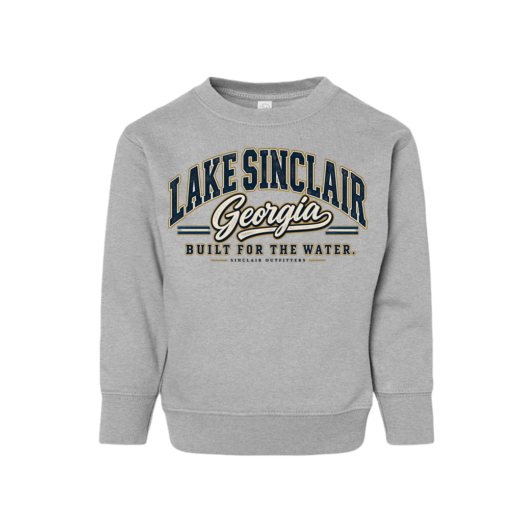 Lake Sinclair Heritage Collegiate toddler crewneck sweatshirt by Sinclair Outfitters