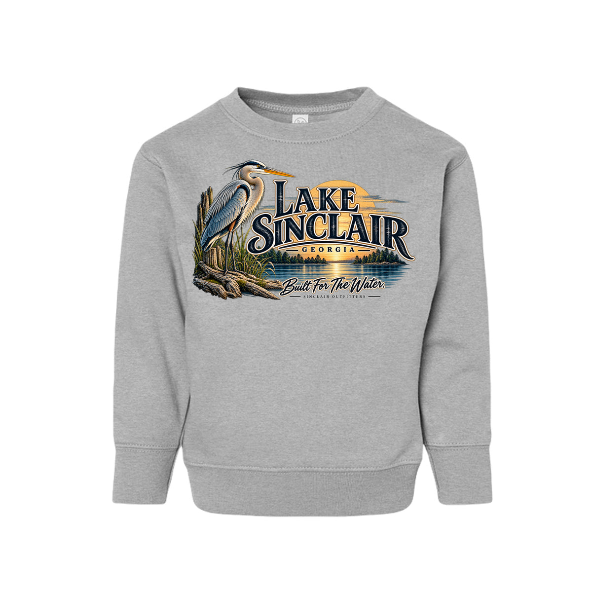 Lake Sinclair Heron toddler crewneck sweatshirt by Sinclair Outfitters