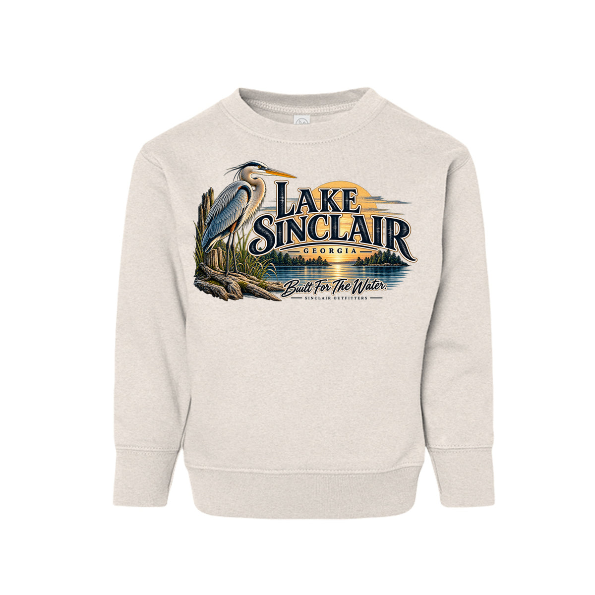 Lake Sinclair Heron toddler crewneck sweatshirt by Sinclair Outfitters