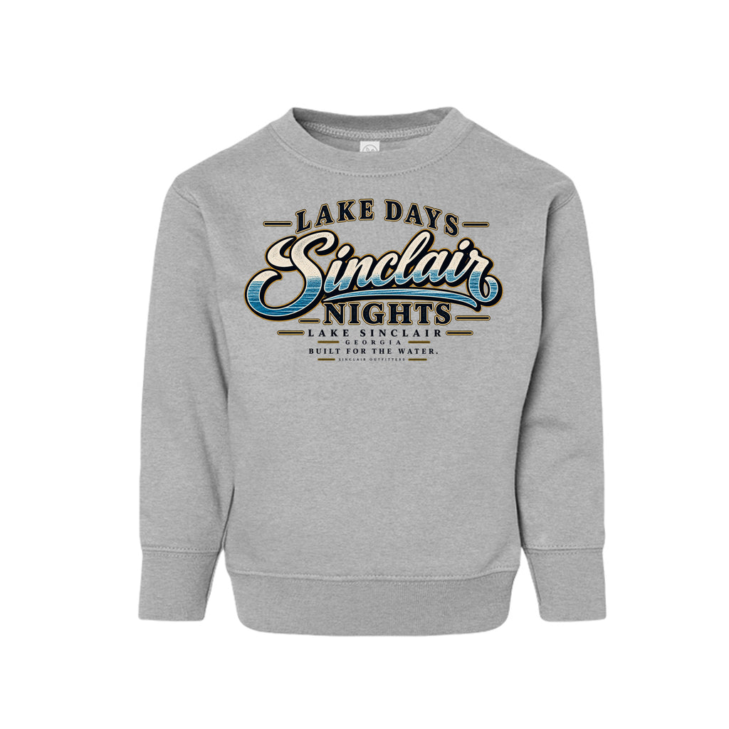 Lake Days Sinclair Nights toddler crewneck sweatshirt by Sinclair Outfitters