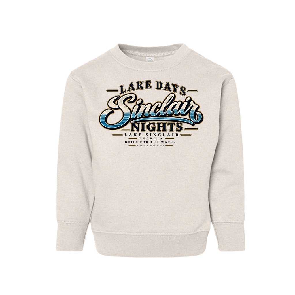 Lake Days Sinclair Nights toddler crewneck sweatshirt by Sinclair Outfitters
