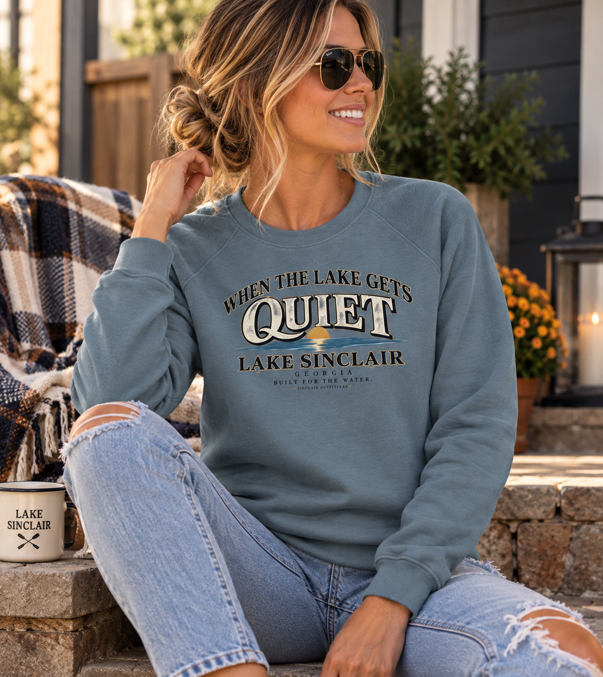 When The Lake Gets Quiet Sponge Fleece Crewneck