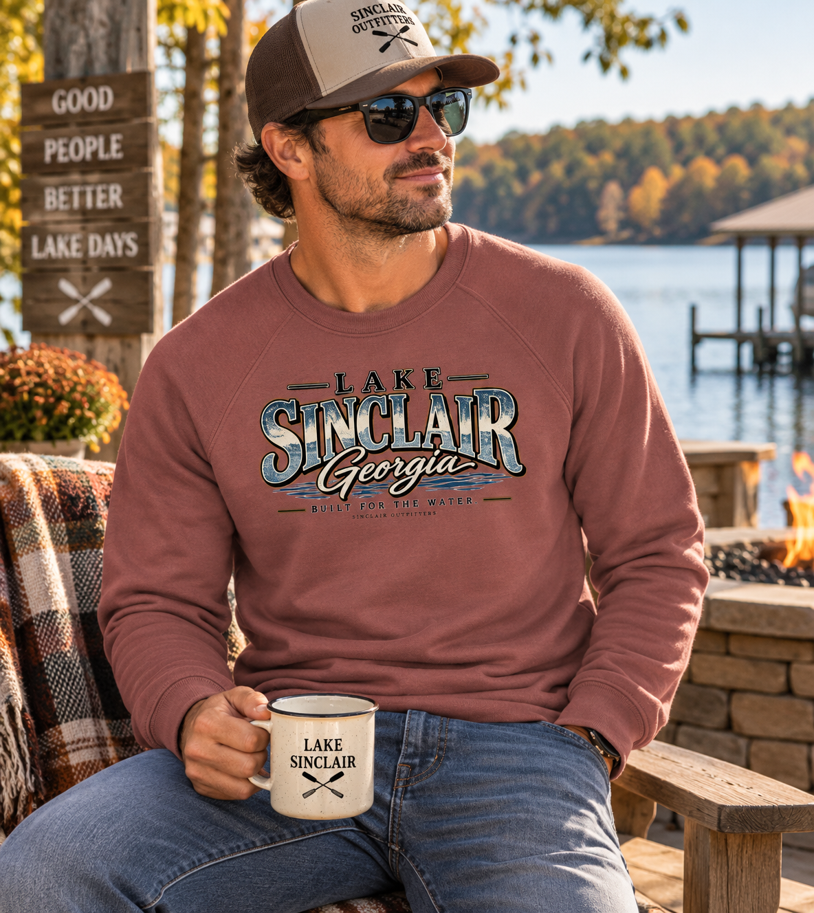 Lake Sinclair Georgia Sponge Fleece Crewneck