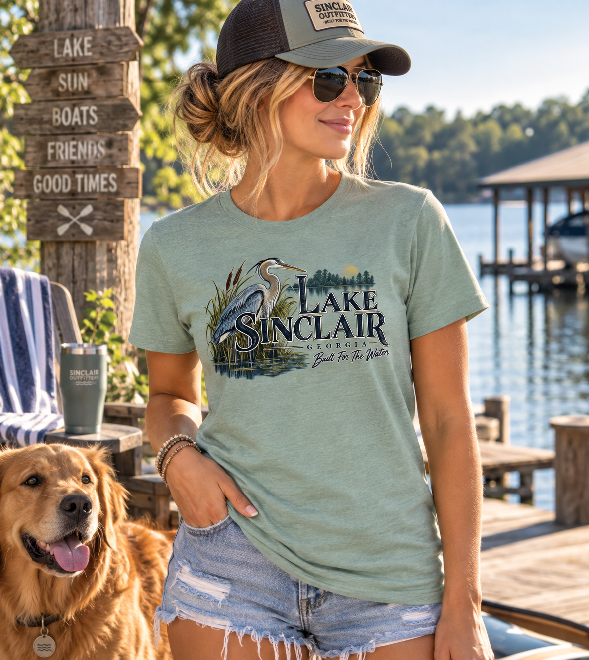 Lake Sinclair Heron Unisex Heather Tee