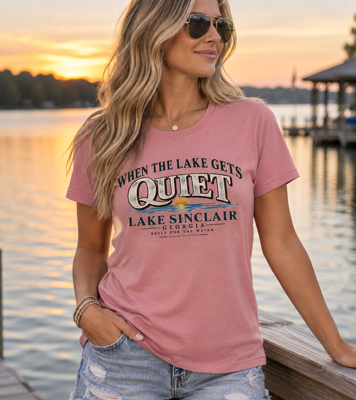 When the Lake Gets Quiet Lake Sinclair Women's Relaxed Tee
